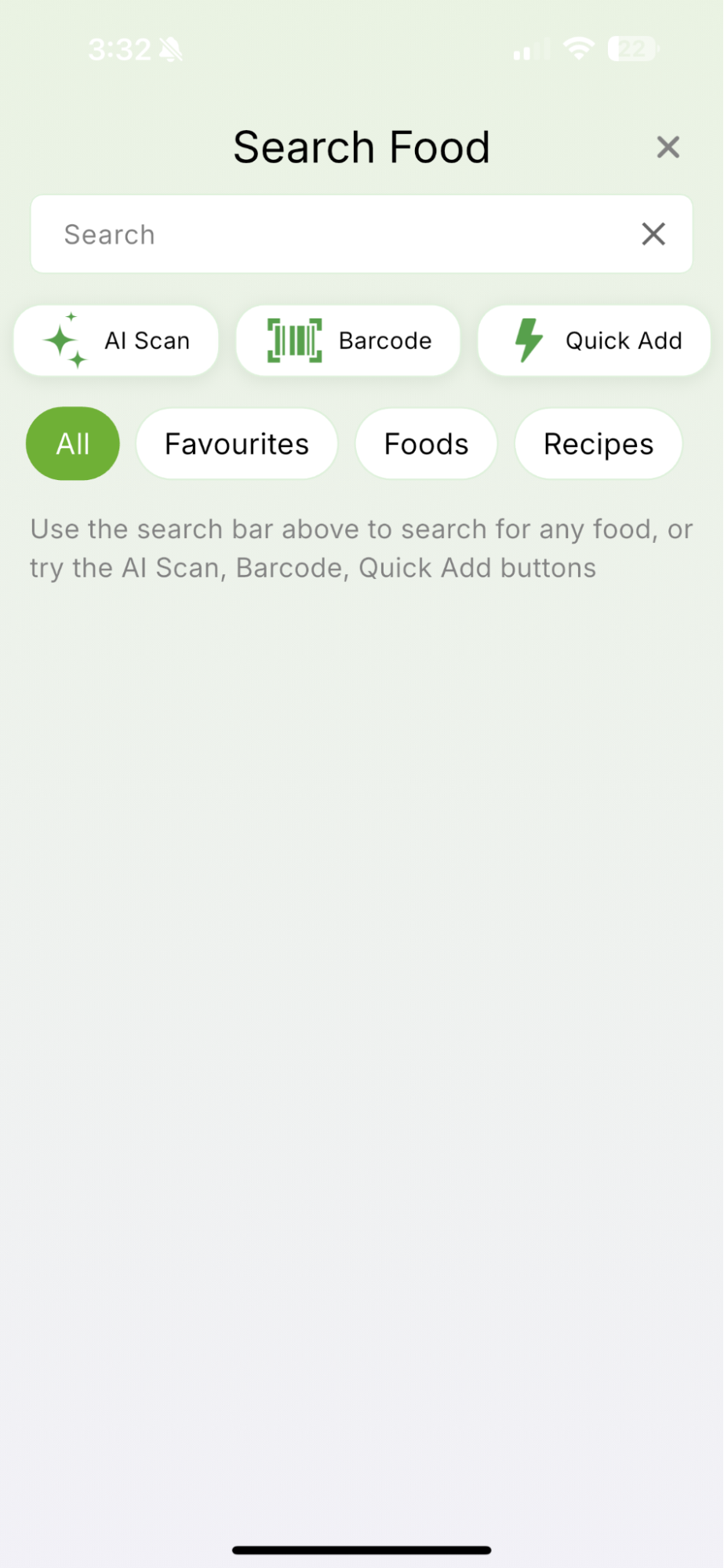 1. Choose where to add your food — Qalzy app screenshot