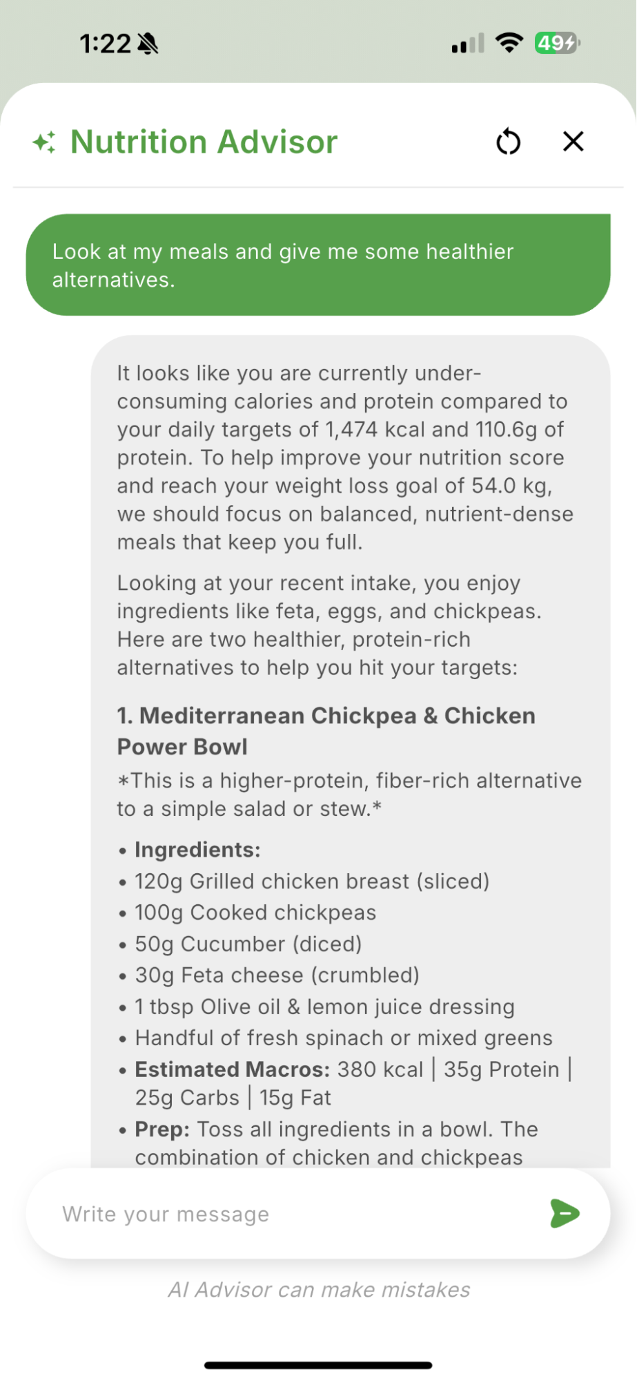 How to Use the Nutrition Advisor — Qalzy app screenshot