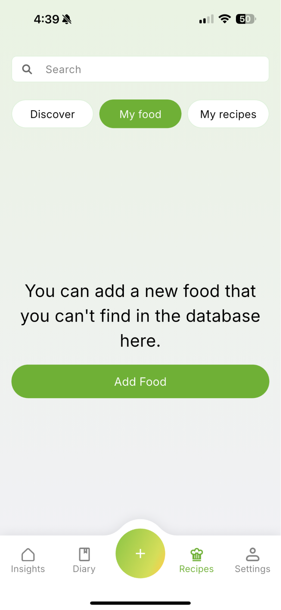 2. How to Add a Food That Isn&rsquo;t in the Database — Qalzy app screenshot