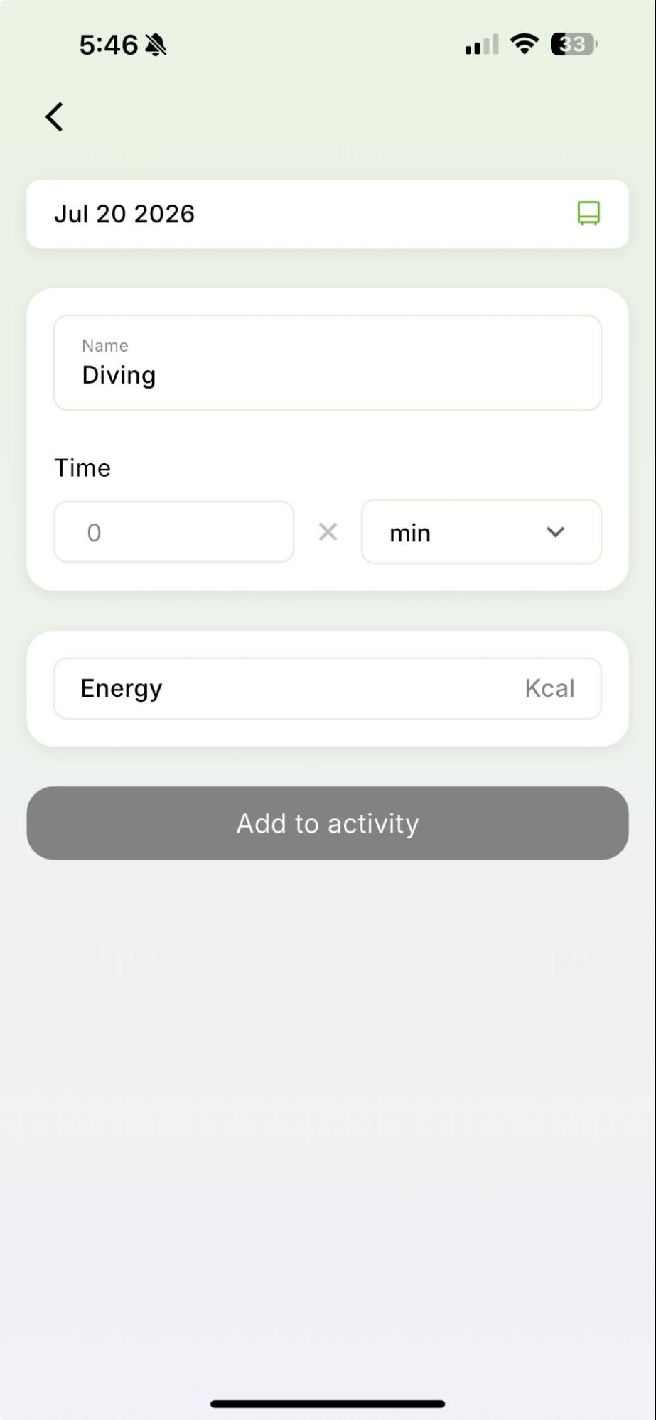 1. Add exercise manually — Qalzy app screenshot