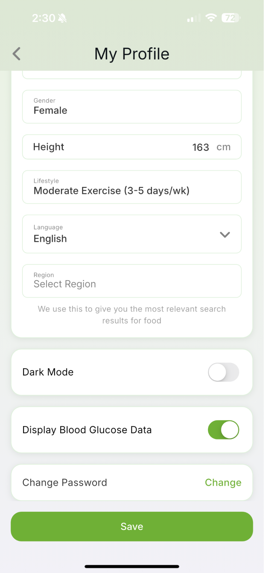 How to Display and Track Your Blood Glucose — Qalzy app screenshot