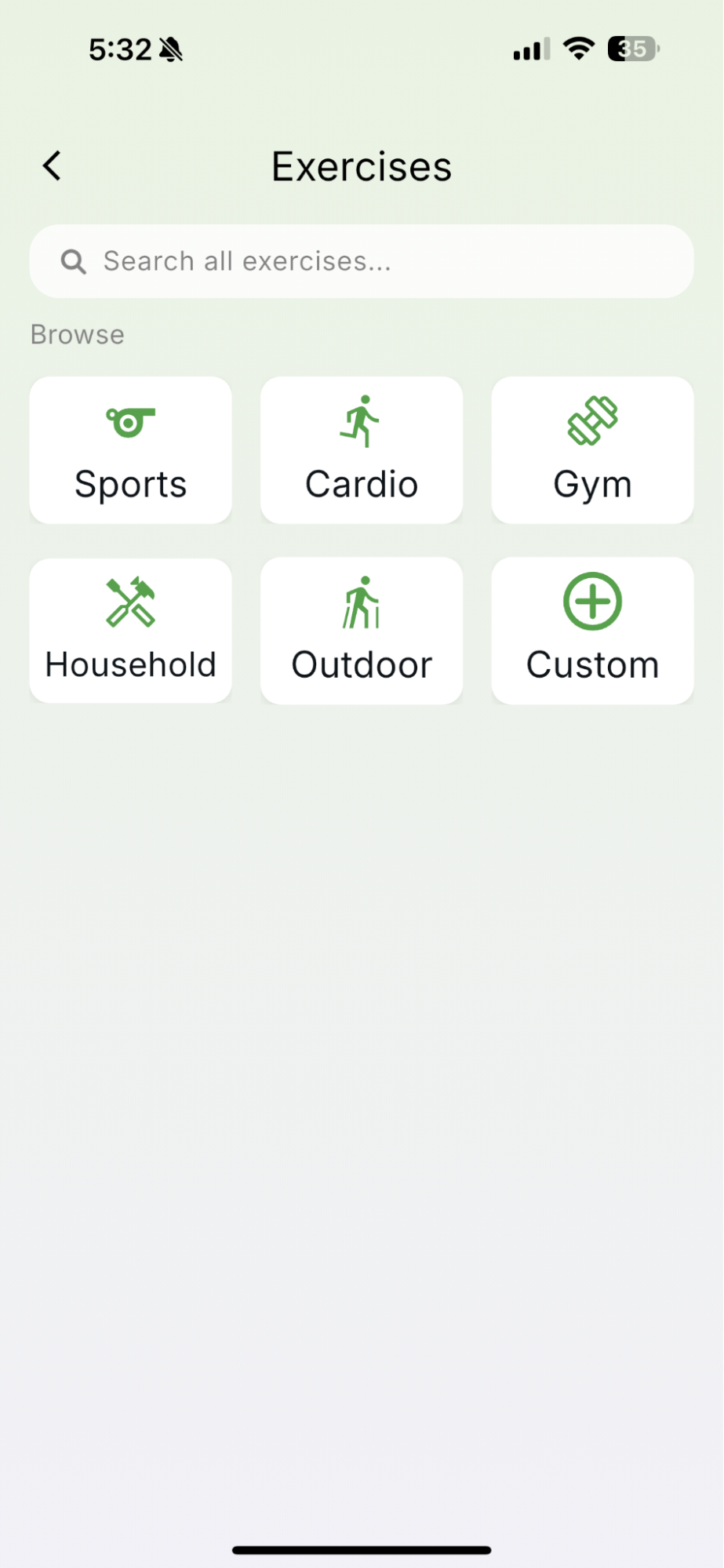1. Add exercise manually — Qalzy app screenshot