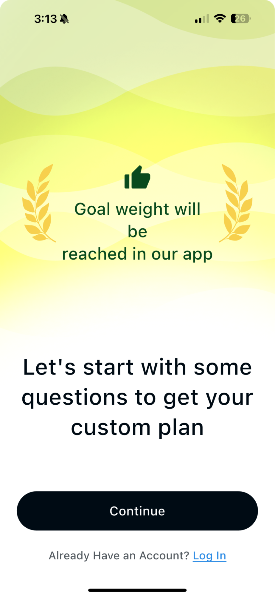 1. Complete the questionnaire and get your personalized plan — Qalzy app screenshot