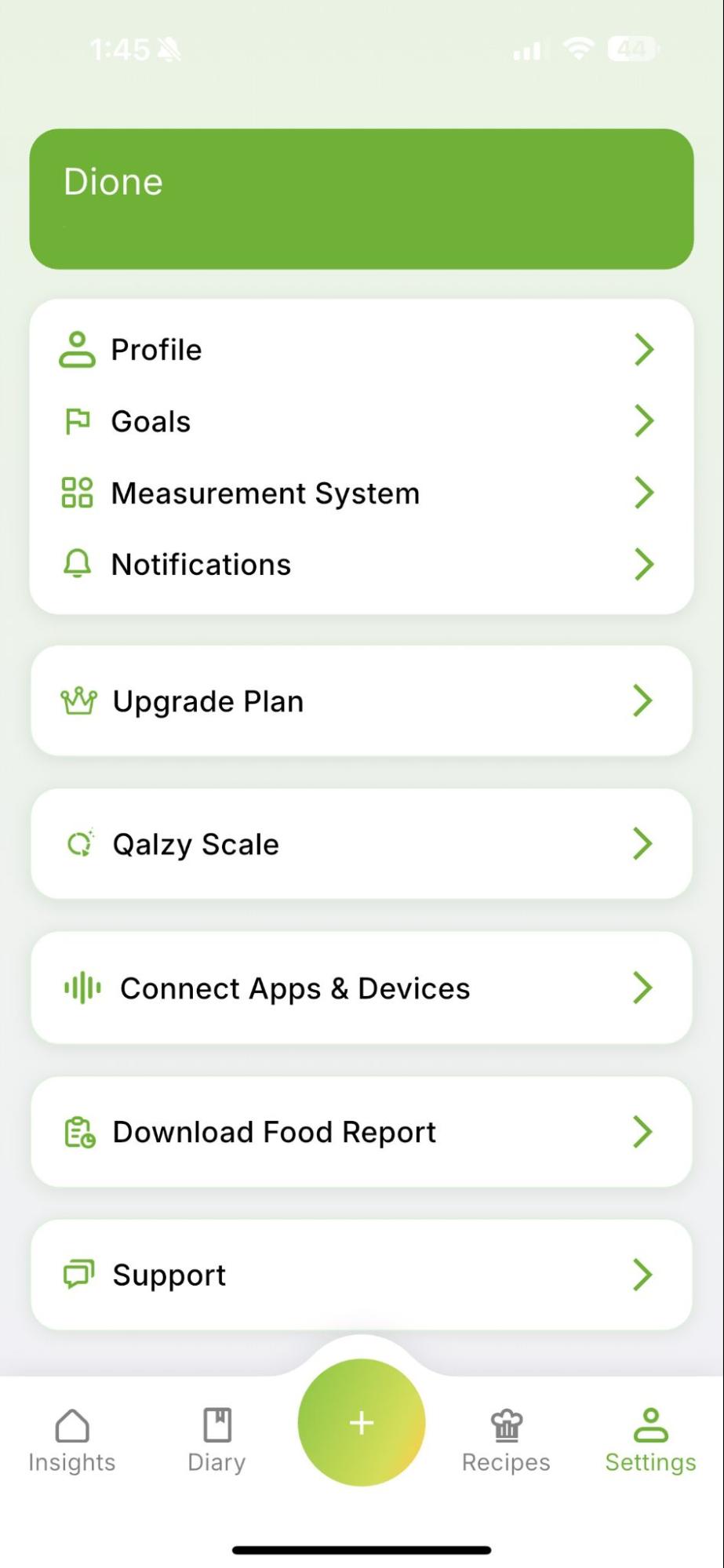 1. Complete the questionnaire and get your personalized plan — Qalzy app screenshot