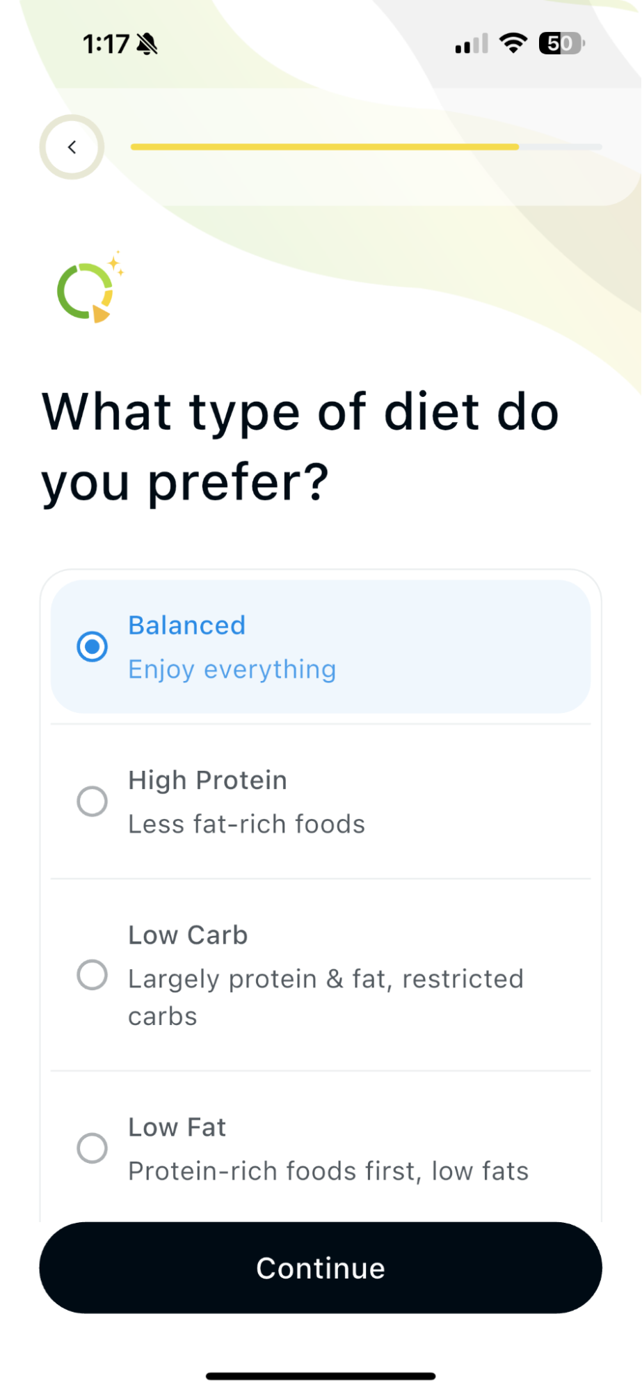 1. Complete the questionnaire and get your personalized plan — Qalzy app screenshot