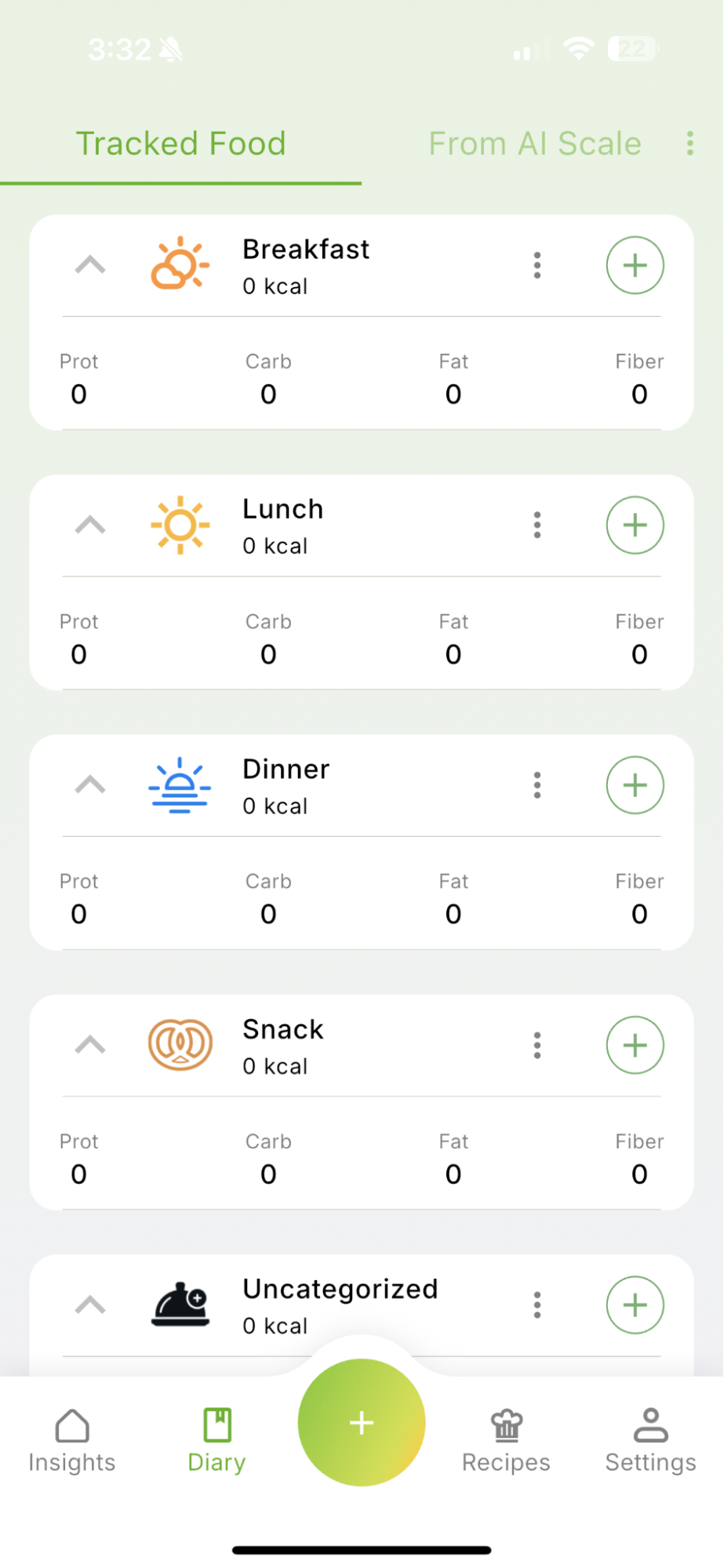 1. Choose where to add your food — Qalzy app screenshot